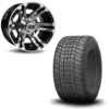 10" Bulldog Black Machined Aluminum Golf Cart Wheels