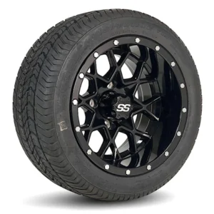 12" Matrix Gloss Black Golf Cart Wheels